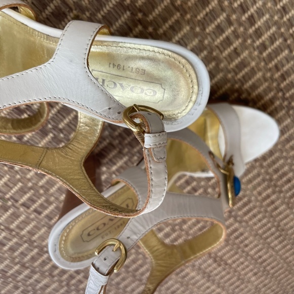 Coach Leather Heeled Sandals, White - Picture 6 of 9